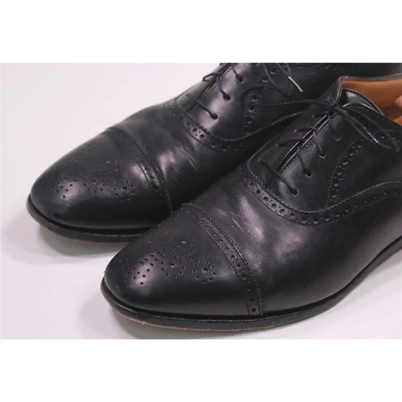 Peal & Co for Brooks Brothers Black Captoe Oxford Leather Dress Shoes 12 D - Picture 3 of 12